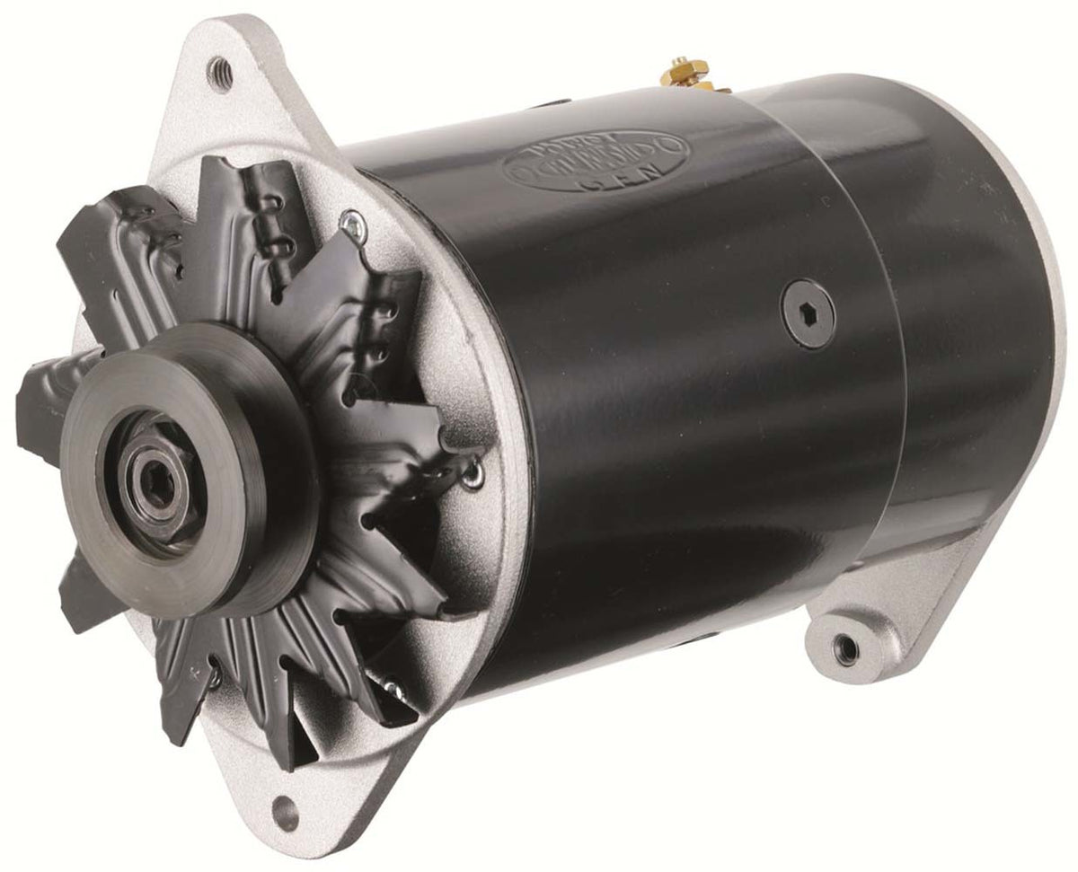 Powermaster PowerGEN GM Alternator - 60 amp - Long - 6V - 1-Wire - V-Belt Pulley - Black