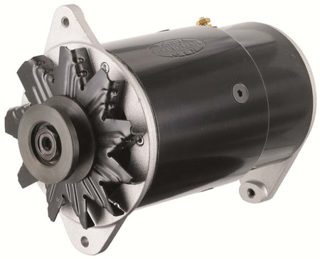 Powermaster PowerGEN GM Alternator - 60 amp - Long - 6V - 1-Wire - V-Belt Pulley - Black