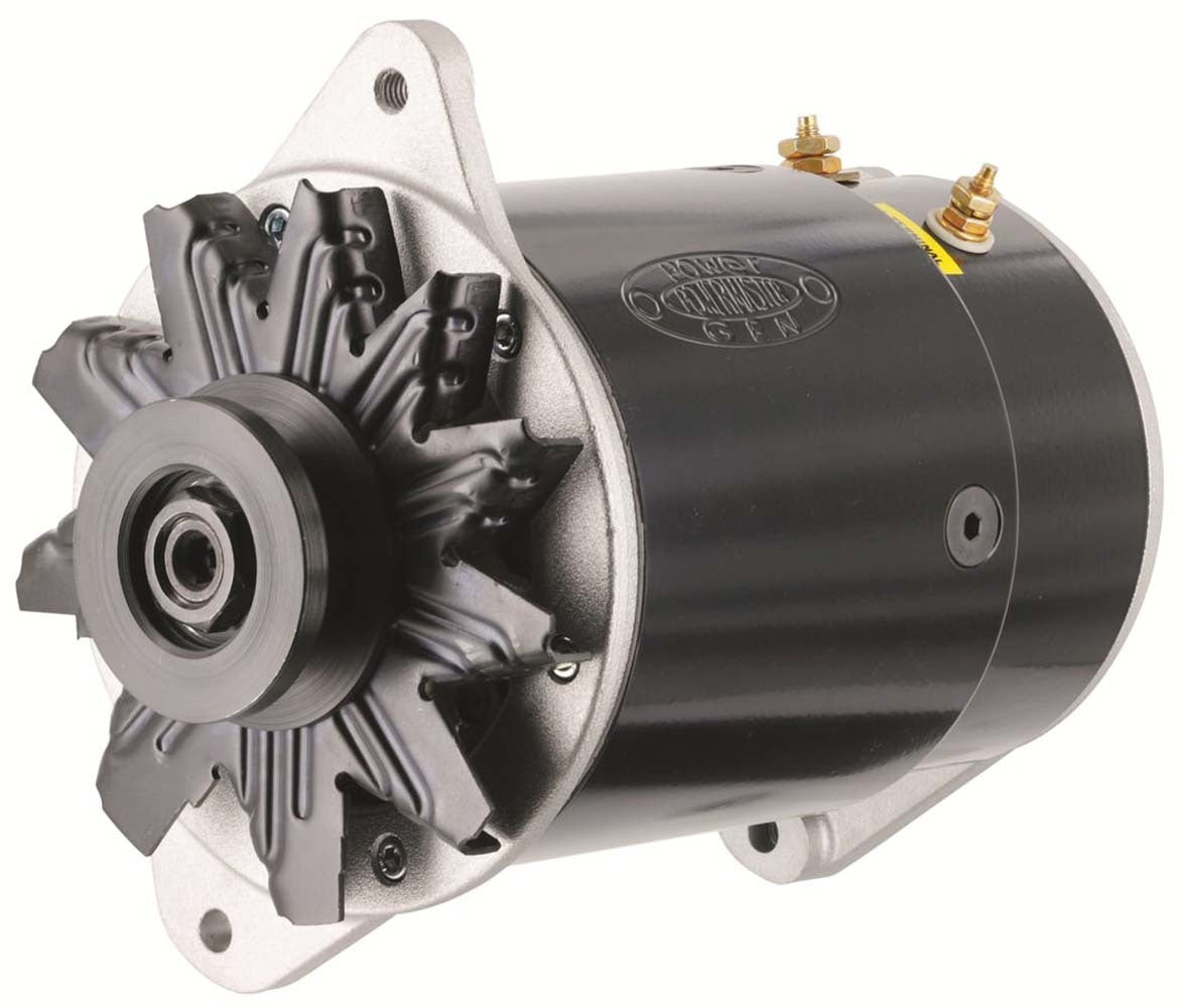 Powermaster PowerGEN Black Alternator - 90 amp - Short - 12V - 1-Wire - V-Belt Pulley - Black