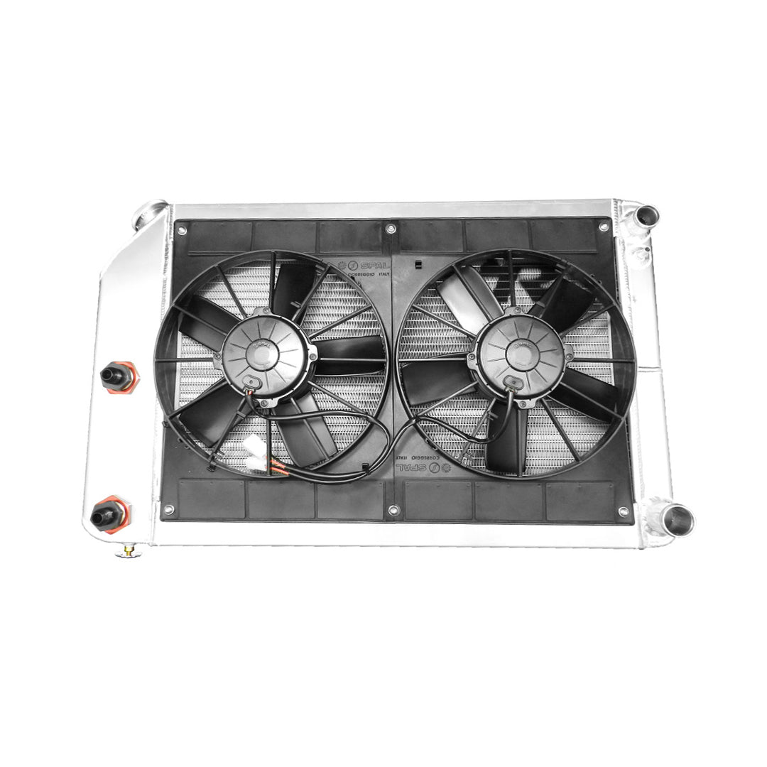 PWR Aluminum Radiator & Fan Kit - Oil Cooler - 30.688 in W x 20.188 in H x 8.281 in D - GM LS-Series - GM F-Body 1967-69
