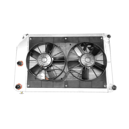 PWR Aluminum Radiator & Fan Kit - Oil Cooler - 30.688 in W x 20.188 in H x 8.281 in D - GM LS-Series - GM F-Body 1967-69