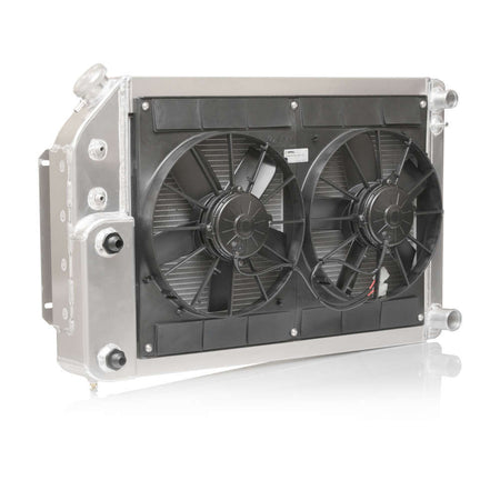 PWR Aluminum Radiator & Fan Module - 30 in W x 18.375 in H x 7.5 in D - PS / Oil Cooler - GM LS-Series - GM F-Body 1967-69