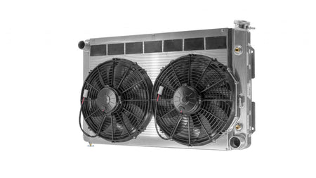 PWR Aluminum Radiator & Fan Kit - Oil Cooler - 30.688 in W x 20.188 in H x 8 in D - Small Block Chevy - GM F-Body 1967-69