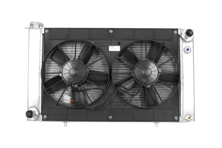 PWR Aluminum Radiator & Fan Kit - Trans Oil Cooler - 29.25 in W x 18.375 in H x 7.188 in D - Ford Coyote - Ford Mustang 1967-70