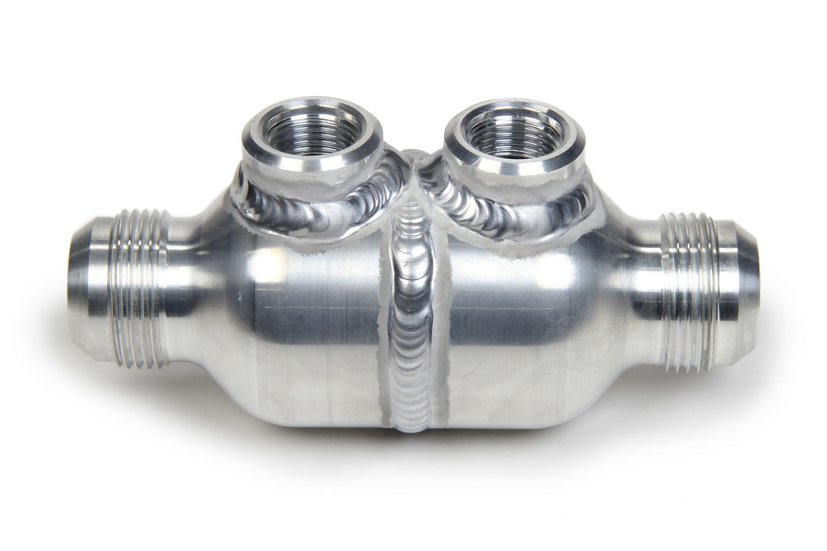 PWR Radiator Check Valve - 16 AN Male Inlet / Outlet - Two 8 AN Female O-Ring Ports