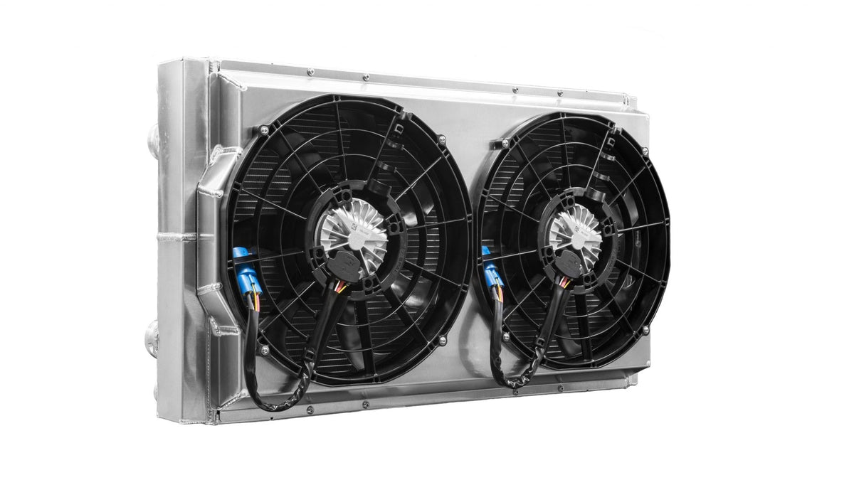 PWR Drift Aluminum Dual Pass Radiator & Fan Kit - 31.5 in W x 18.5 in H x 6.05 in D