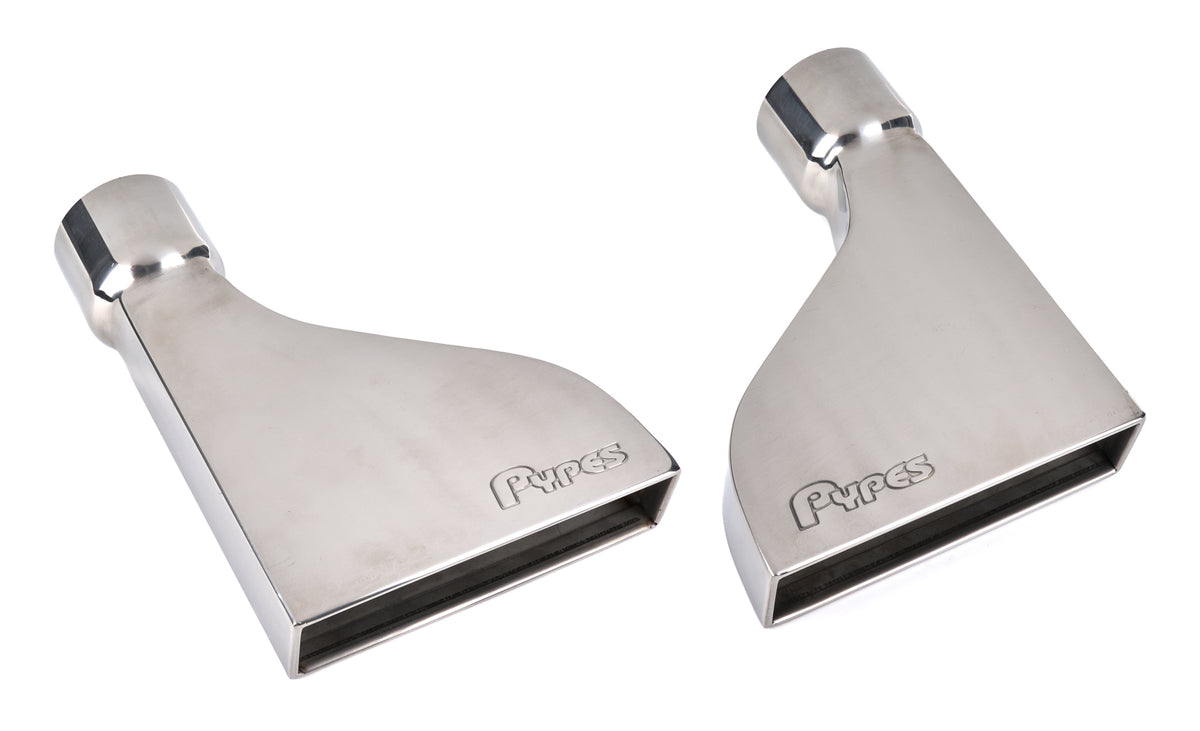 Pypes Slip-On Stainless Exhaust Tip - 8 x 2 in Rectangle Outlet - Straight Cut - Polished