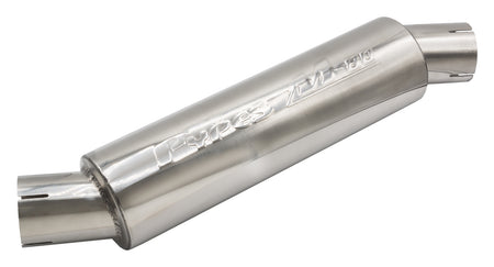 Pypes M-80 Stainless Muffler - 2.5 in Offset Inlet / Outlet - 4 in Diameter - 14 in Long
