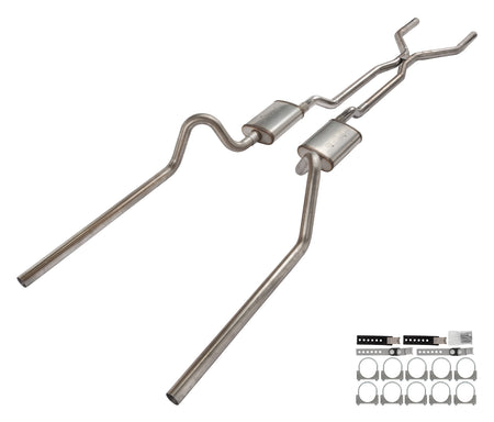 Pypes Street Pro Series Crossmember-Back Stainless Exhaust System - H-Pipe - 2.5 in Diameter - Ford Fairlane 1966-71