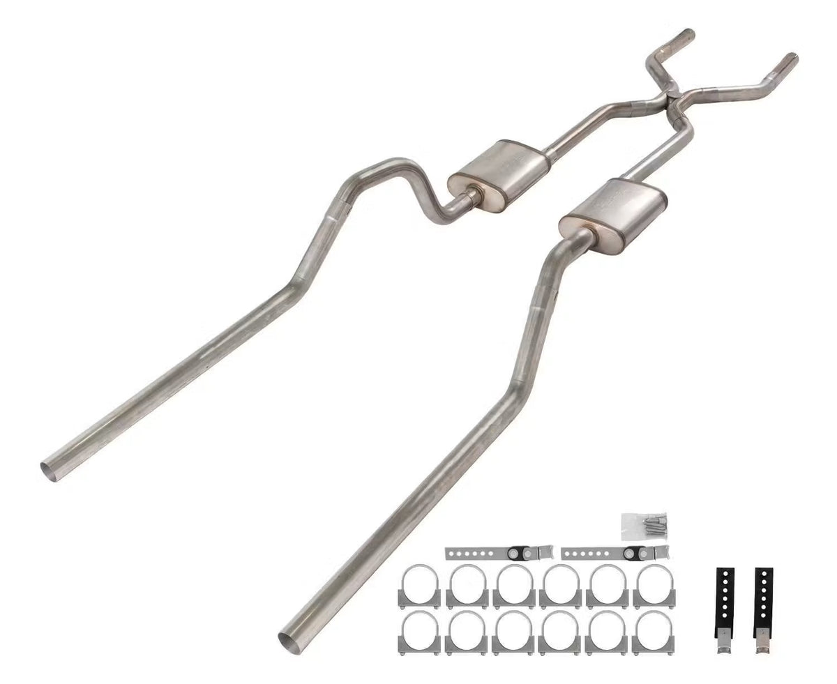 Pypes Street Pro Series Crossmember-Back Stainless Exhaust System - H-Pipe - 2.5 in Diameter - GM B-Body 1965-70