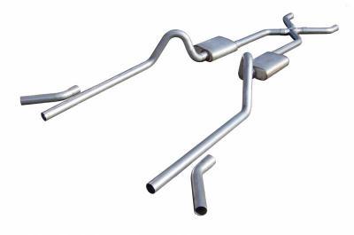 Pypes Street Pro Series Crossmember Back  Stainless Exhaust System - X-Pipe - 2-1/2 in Diameter - Chevy Fullsize Car 1955-57