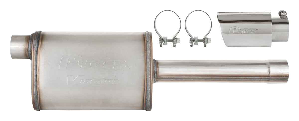 Pypes Violator Stainless Muffler - 2-3/4 in Inlet / Outlet - Stainless Polished Tip - GM GenV LT-Series - GM Fullsize Truck 2019-25