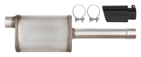 Pypes Violator Stainless Muffler - 2-3/4 in Inlet / Outlet - Stainless Black Tip - GM GenV LT-Series - GM Fullsize Truck 2019-25