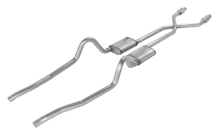Pypes Stainless Header-Back Exhaust System - X-Pipe - 2-1/2 in Diameter - Mopar A-Body 1975-76