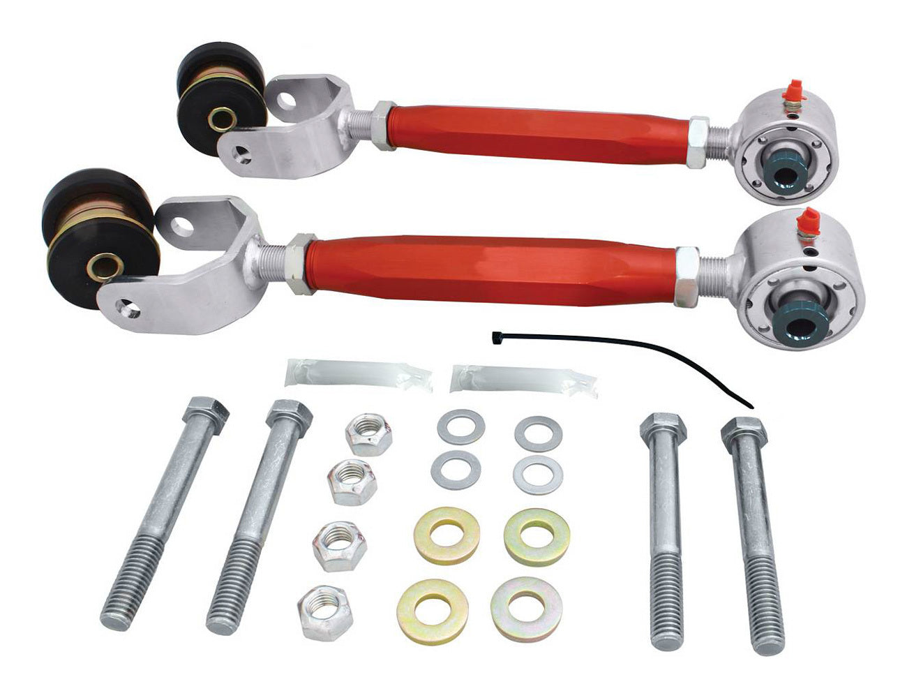 QA1 Rear Upper Trailing Arms - Tubular - Adjustable - Red - GM B-Body 1978-96 (Pair)