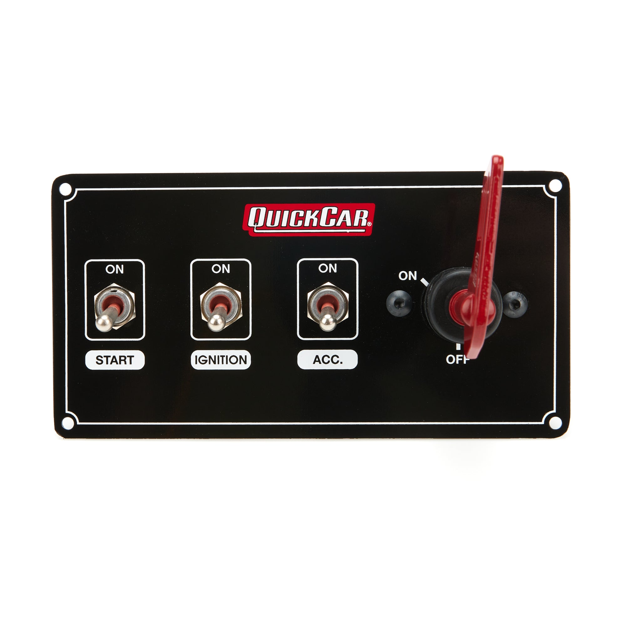 QuickCar Switch Panel - 7 x 3.5 in - 3 Toggles / 1 Rotary Switch - Black - Kit