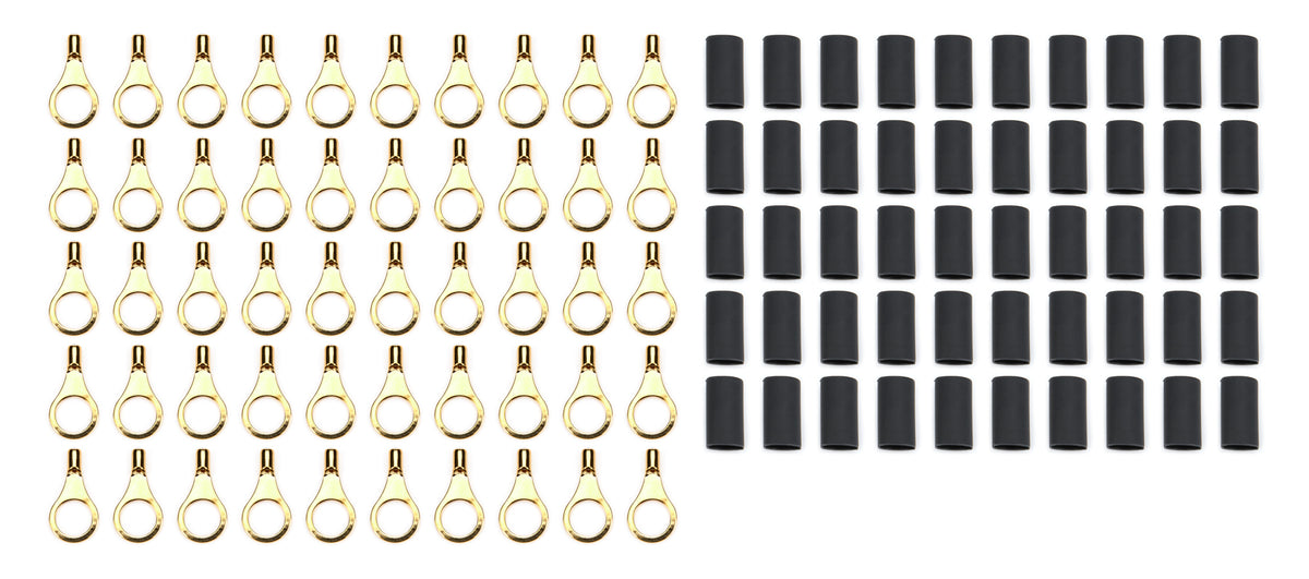 QuickCar Ring Terminal - 5/16 in Hole - 18-22 Gauge Wire - Heat Shrink (50 Pack)
