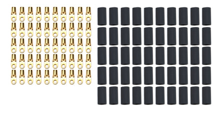 QuickCar Ring Terminal - 8 Gauge Wire - Number 8 Hole - Heat Shrink (50 Pack)