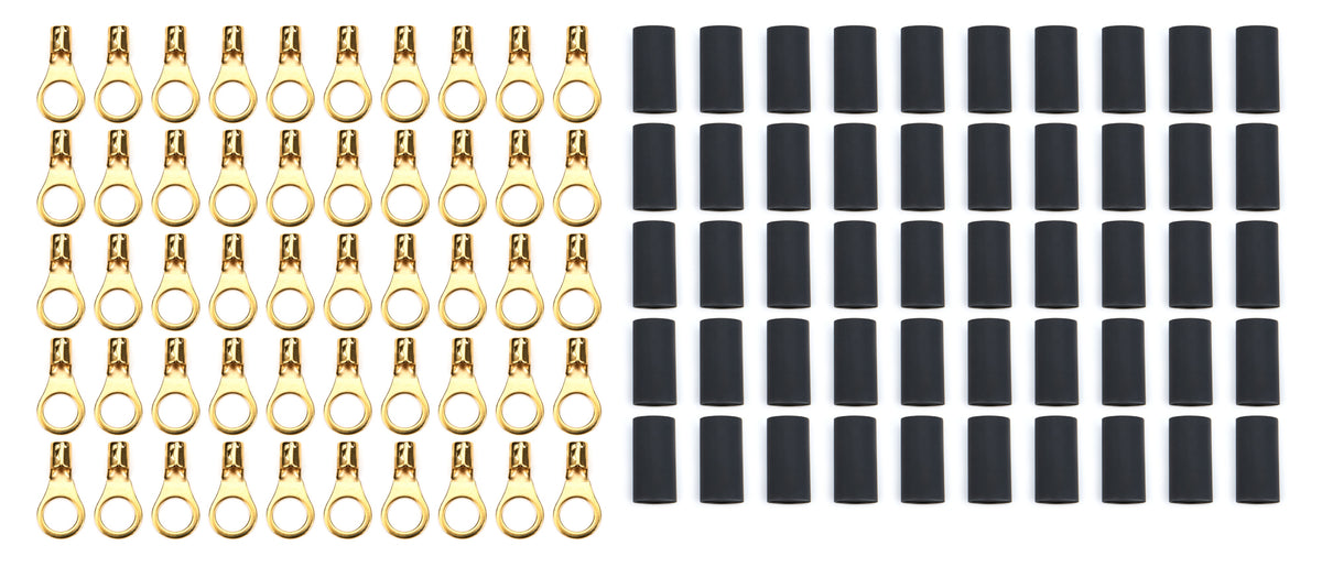 QuickCar Ring Terminal - 3/8 in Hole - 8-10 Gauge Wire - Heat Shrink (50 Pack)