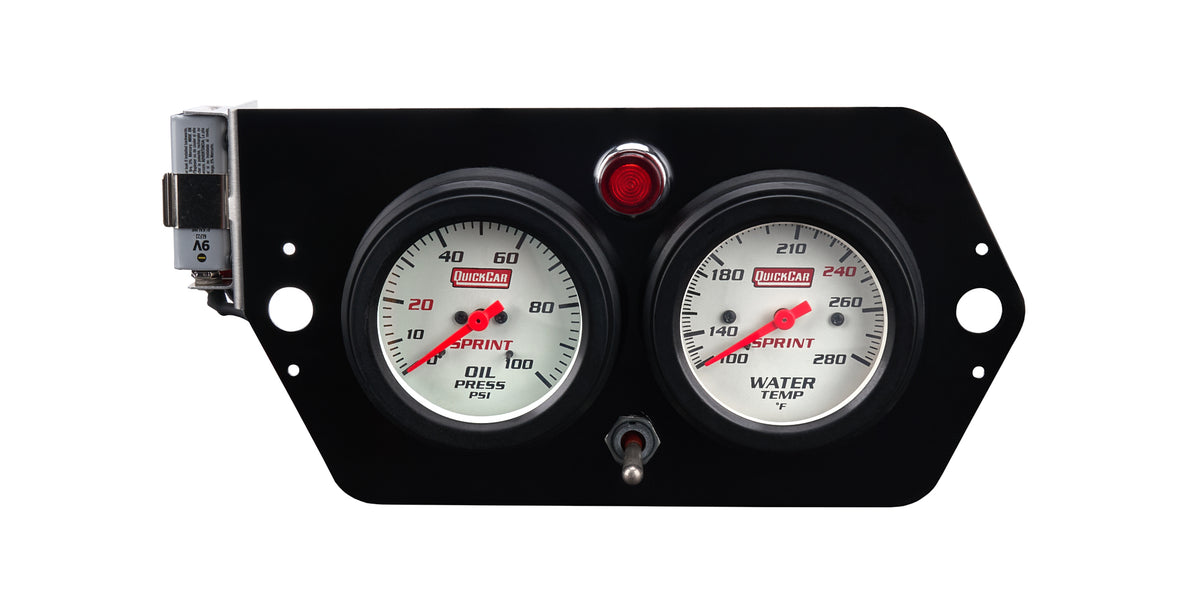 QuickCar Sprint Car Gauge Panel - White Face - Magneto Switch