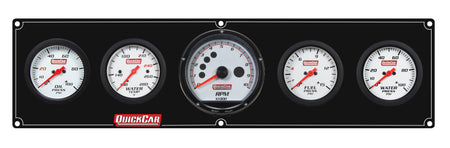 QuickCar Extreme Gauge Panel Assembly - FP / OP / WT / WP / Multi-Recall Tach - 2-5/8 in Diameter - Black Panel / White Face - Warning Lights