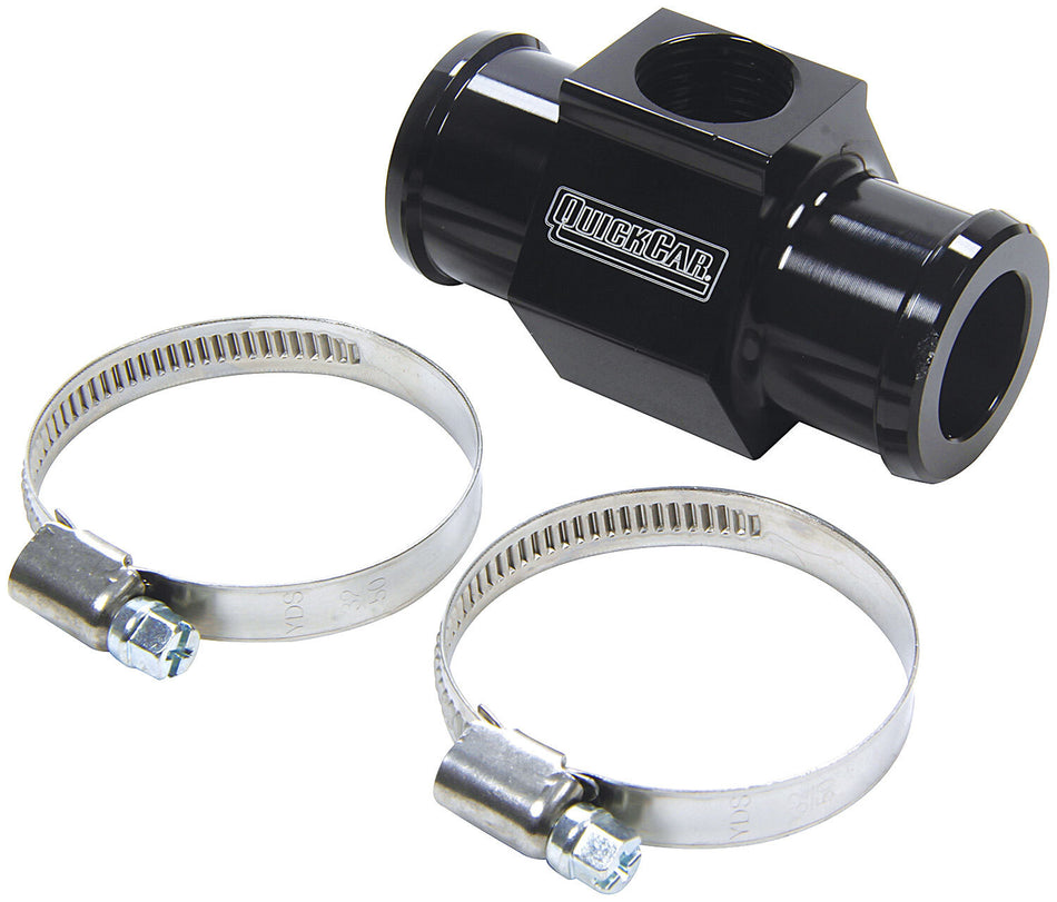 QuickCar Straight Hose Adapter Fitting - 1-1/4 in Hose Barb to 1-1/4 in Hose Barb - 1/2 in NPT Female Port - Black