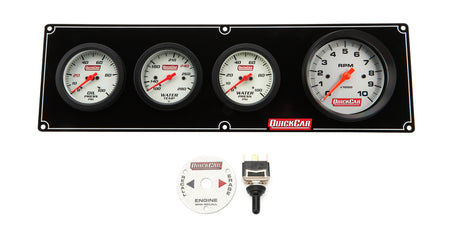 QuickCar Extreme Gauge Panel w/ 3-3/8 in Tach & Warning Light - 2-5/8 in Diameter - White Face 61-77463