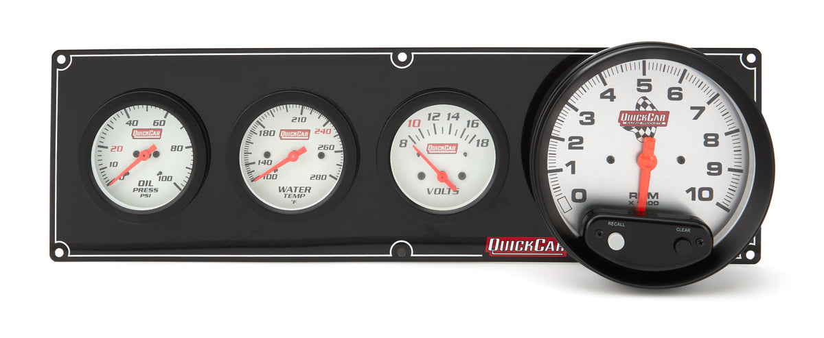 QuickCar Extreme Gauge Panel w/ 5 in Tach & Warning Light - 2-5/8 in Diameter - White Face 61-7747