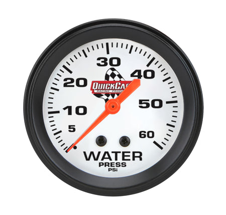 QuickCar Legend Series Water Pressure Gauge - 0-60 psi - Full Sweep - 2-5/8 in Diameter - White Face