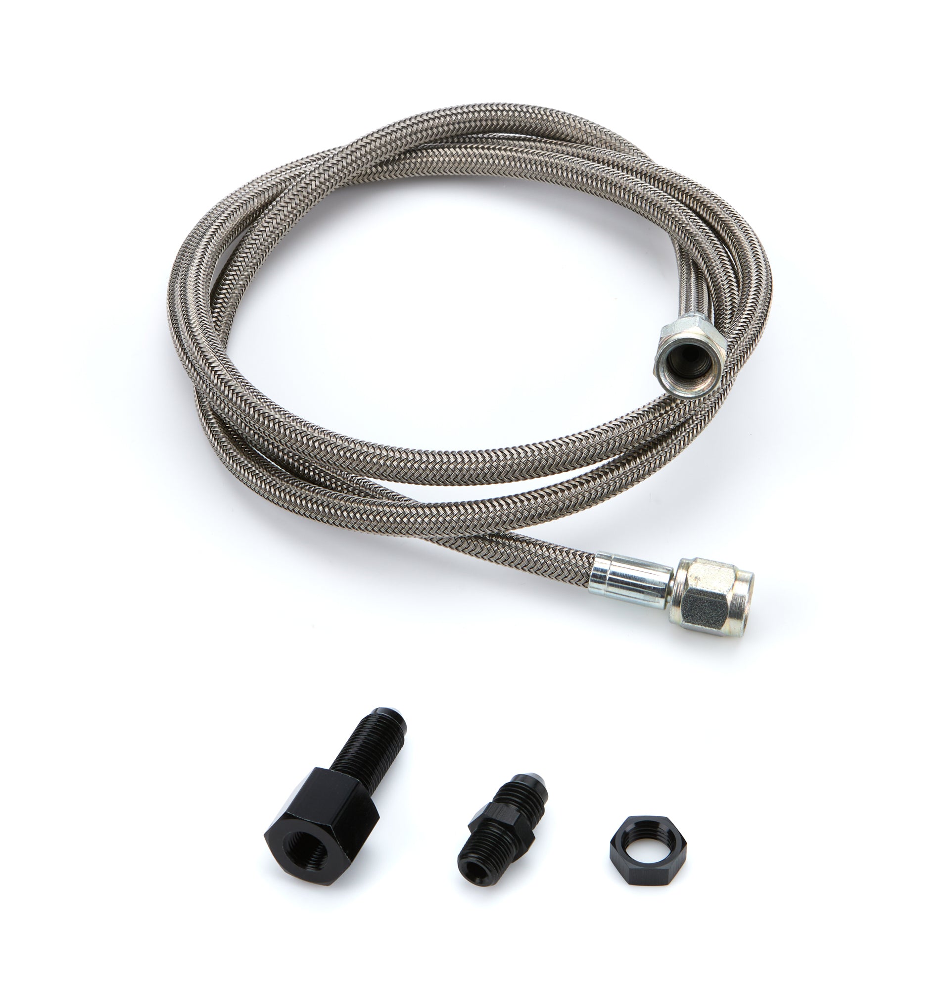QuickCar Braided Stainless PTFE Gauge Line Kit - 4 AN - 48 in Long - Braided Stainless