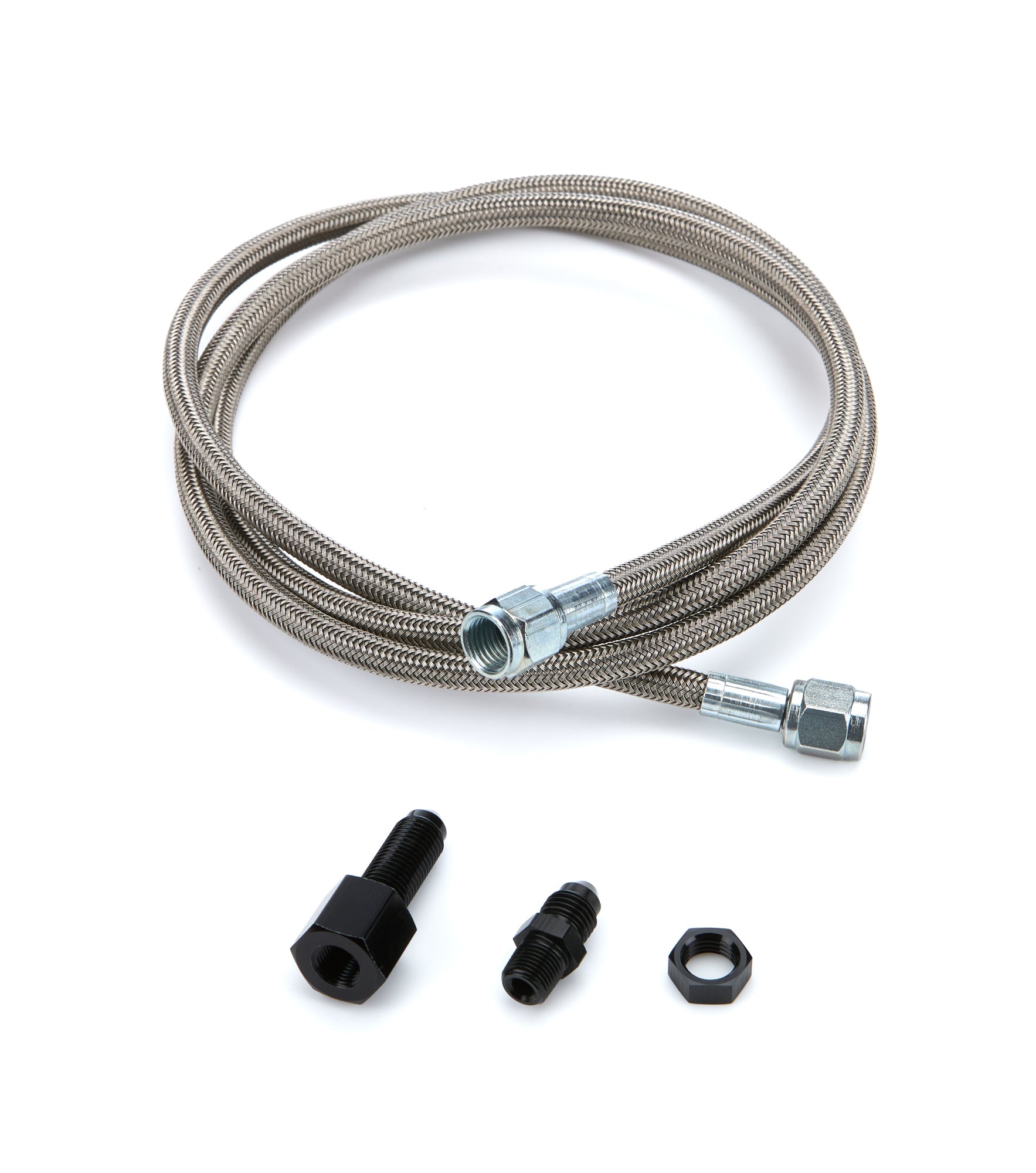 QuickCar Braided Stainless PTFE Gauge Line Kit - 4 AN - 60 in Long - Braided Stainless