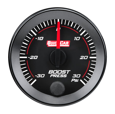 QuickCar Redline Full Sweep Boost / Vacuum Gauge - -30-30 psi - 2-1/16 in Diameter - Black Face