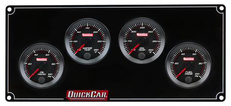 QuickCar Redline Gauge Panel Assembly - OP / WT / OT / 0-100 psi FP - 2-1/16 in Diameter - Black Panel / Black Face