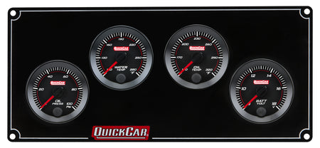 QuickCar Redline Gauge Panel Assembly - OP / WT / OT / Volt - 2-1/16 in Diameter - Black Panel / Black Face