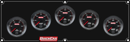 QuickCar Redline Gauge Panel Assembly - OP / WT / OT / WP / 0-100 psi FP - 2-1/16 in Diameter - Black Panel / Black Face
