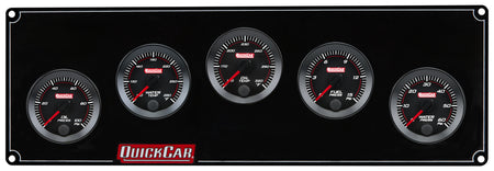 QuickCar Redline Gauge Panel Assembly - OP / WT / OT / WP / 0-15 psi FP - 2-1/16 in Diameter - Black Panel / Black Face