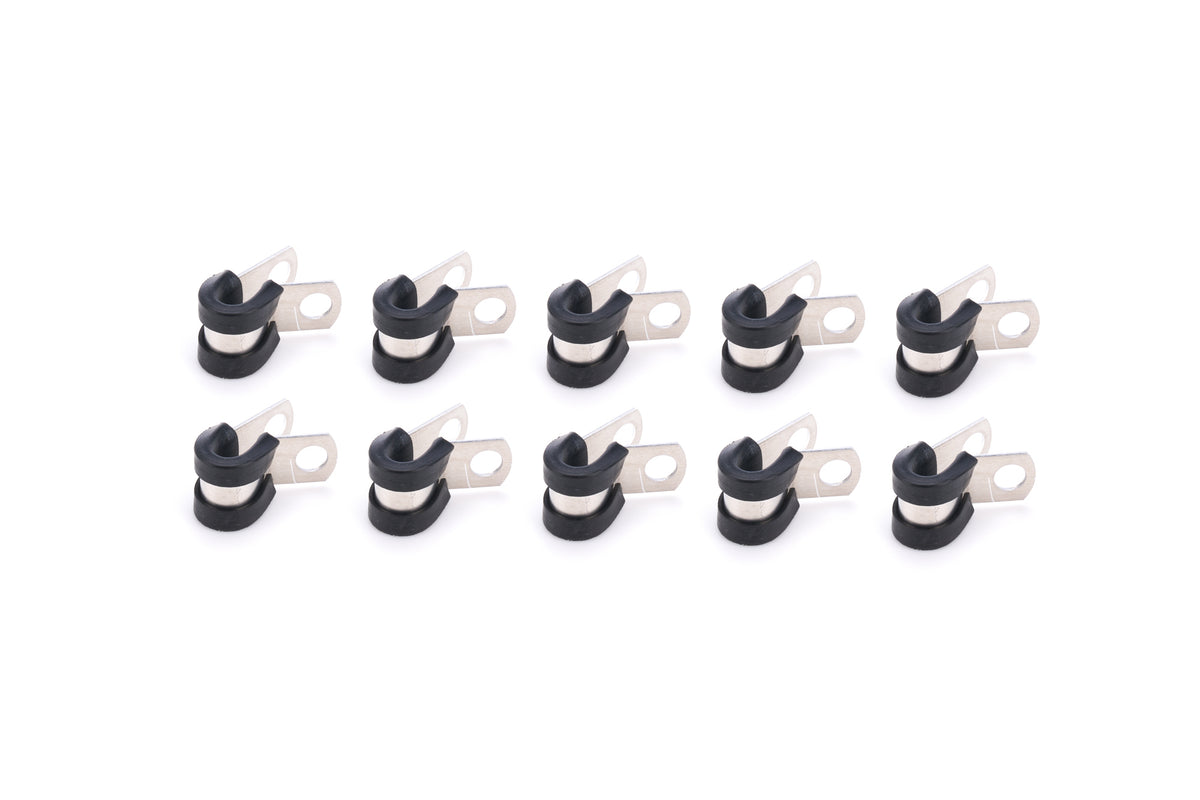QuickCar Adel Line Clamp - Aluminum - Rubber Lining - 1/4 in ID (Set of 10)