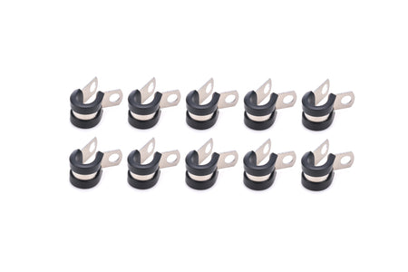 QuickCar Adel Line Clamp - Aluminum - Rubber Lining - 3/8 in ID (Set of 10)