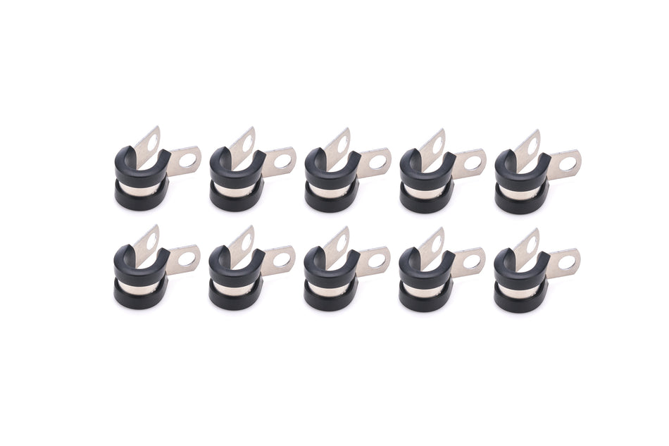 QuickCar Adel Line Clamp - Aluminum - Rubber Lining - 3/8 in ID (Set of 10)