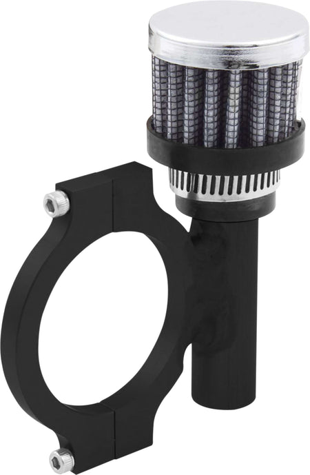 QuickCar Clamp-On Round Breather - 1/2 in OD Tube - Black