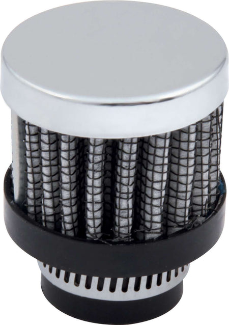 QuickCar Clamp-On Round Breather - 1/2 in OD Tube - Chrome 66-9381
