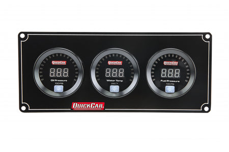 QuickCar Digital Gauge Panel - Black Face - Oil Pressure / Water Temperature / Fuel Pressure
