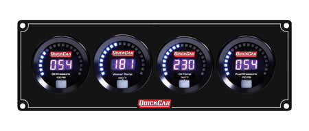 QuickCar Digital Series Gauge Panel Assembly - OP / WT / OT / FP - Black Panel / Black Face