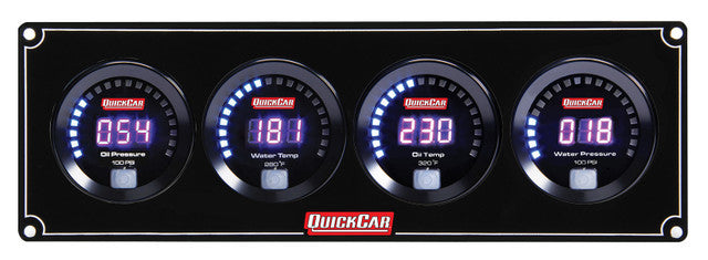QuickCar Digital Series Gauge Panel Assembly - OP / WT / OT / WP - Black Panel / Black Face