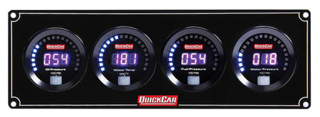 QuickCar Digital Series Gauge Panel Assembly - OP / WT / FP / WP - Black Panel / Black Face