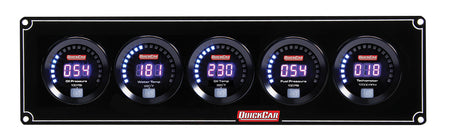 QuickCar Digital Series Gauge Panel Assembly - OP / WT / FP / OT / Tach - Black Panel / Black Face