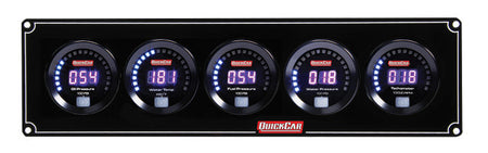 QuickCar Digital Series Gauge Panel Assembly - OP / WT / FP / WP / Tach - Black Panel / Black Face