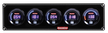 QuickCar Digital Series Gauge Panel Assembly - OP / WT / FP / WP / Volt - Black Panel / Black Face