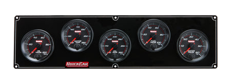 QuickCar Redline Gauge Panel Assembly - OP / WT / OT / WP / 0-100 psi FP - 2-5/8 in Diameter - Black Panel / Black Face