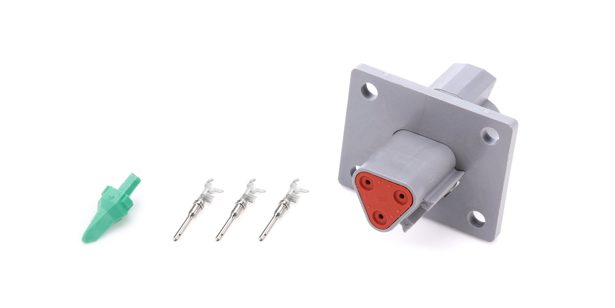QuickCar 3 Pin Male Deutsch Connector w/ Flange